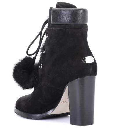 Shop Jimmy Choo Elba 95 Fur-lined Suede Boots In Black