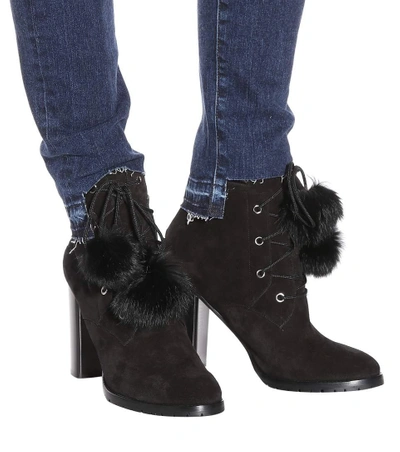 Shop Jimmy Choo Elba 95 Fur-lined Suede Boots In Black
