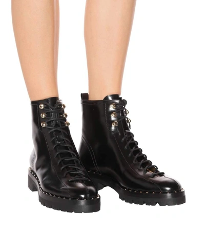 Shop Valentino Garavani Soul Rockstud Leather Ankle Boots In Black