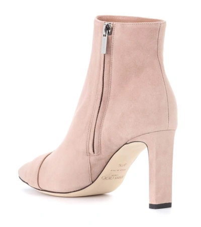 Shop Jimmy Choo Hanover 85 Suede Ankle Boots In Pink