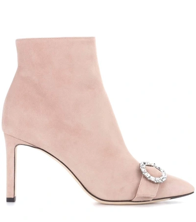 Shop Jimmy Choo Hanover 85 Suede Ankle Boots In Pink