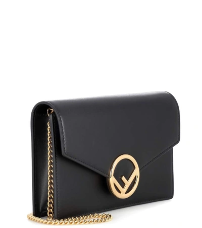 Shop Fendi Wallet On Chain Leather Shoulder Bag In Black