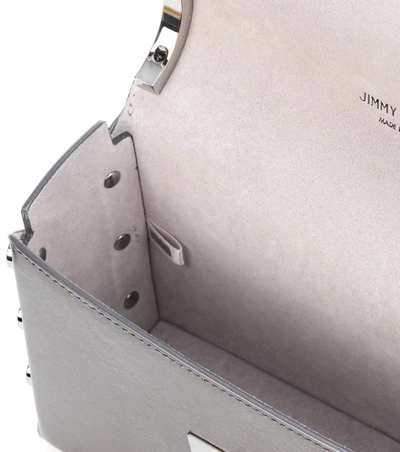 Shop Jimmy Choo Lockett Petite Leather Shoulder Bag In Silver