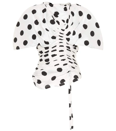 Shop Jacquemus Le Vallauris Fronce Polka-dotted Top In White