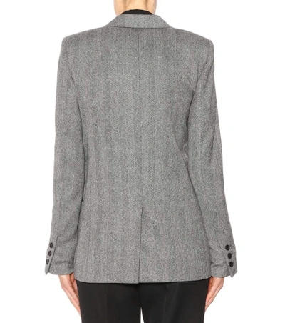Shop Saint Laurent Herringbone Wool Jacket In Grey