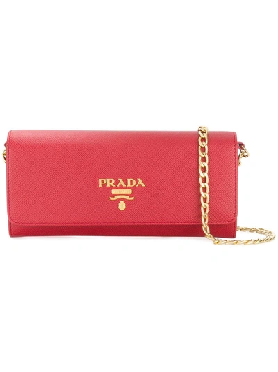 Shop Prada Mini Saffiano Wallet Bag