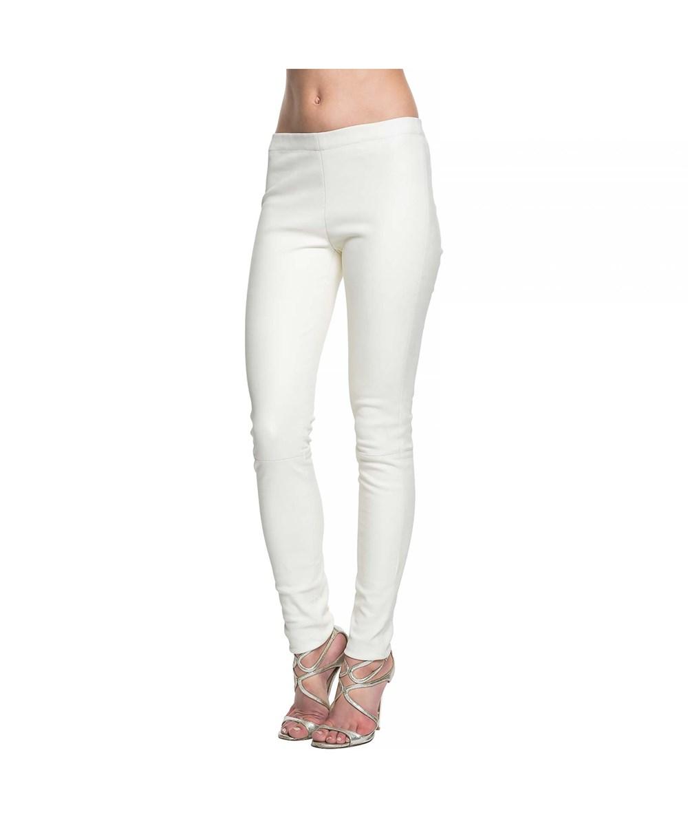 white leather leggings