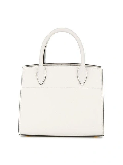 Shop Prada White Bibliotheque Mini Tote Bag