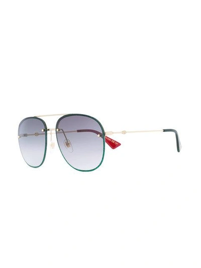Shop Gucci Oversized Aviator Sunglasses In Green