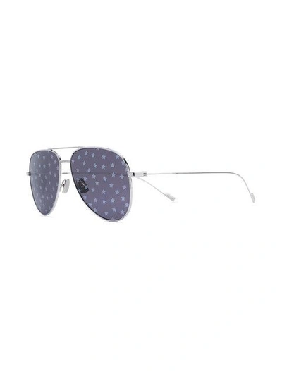 Shop Saint Laurent Navy Classic 193 T Aviator Sunglasses