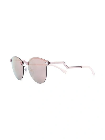 Pink rimless wayfarer sunglasses