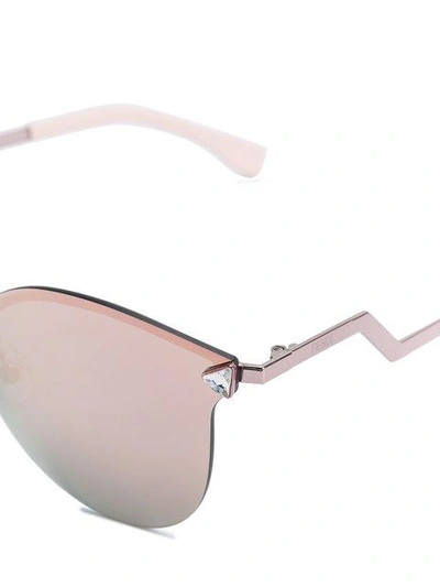 Shop Fendi Pink Rimless Wayfarer Sunglasses