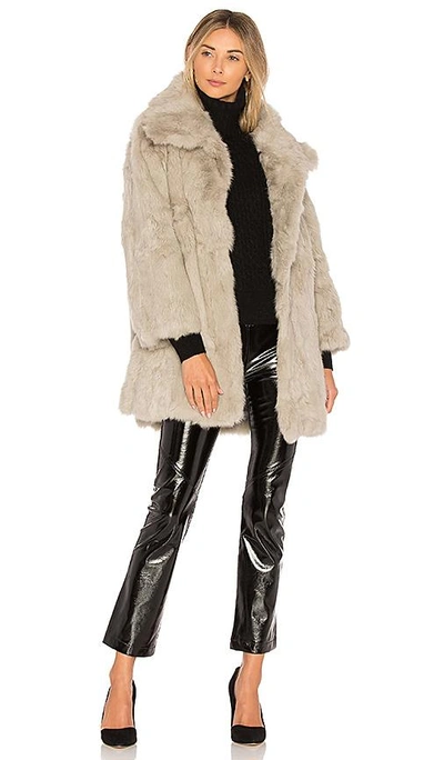 Shop Adrienne Landau Textured Rabbit Fur Coat In Light Grey