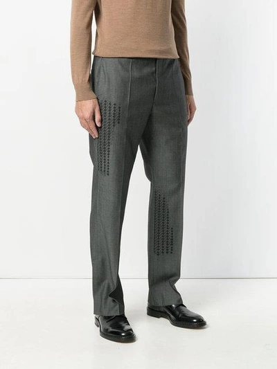Shop Maison Margiela Printed Straight-leg Trousers - Grey