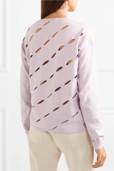 Shop Victor Glemaud Cutout Cotton And Cashmere-blend Sweater In Lavender