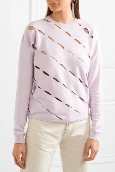 Shop Victor Glemaud Cutout Cotton And Cashmere-blend Sweater In Lavender