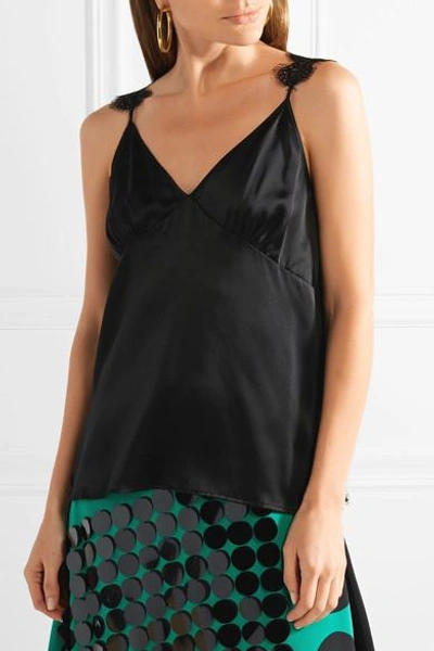Shop Cami Nyc Cassidy Lace-trimmed Silk-charmeuse Camisole In Black