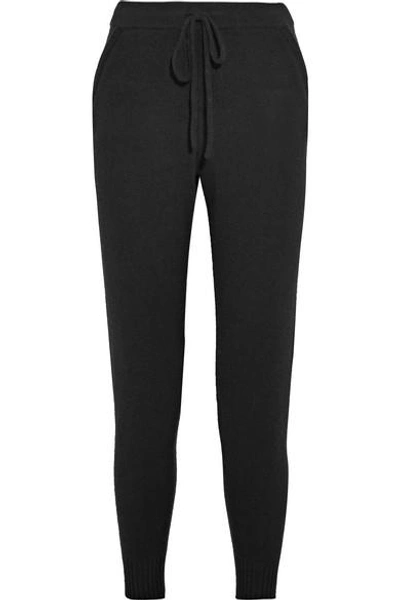 Shop Atm Anthony Thomas Melillo Luxe Essentials Brushed-cashmere Track Pants In Black