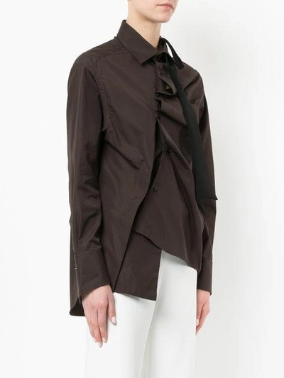 Shop Aganovich Asymmetric Fitted Shirt In Brown