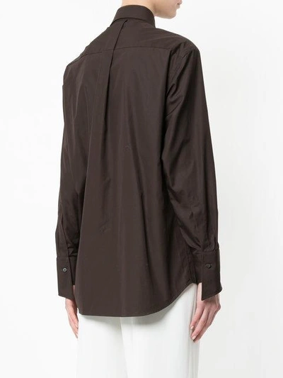 Shop Aganovich Asymmetric Fitted Shirt In Brown