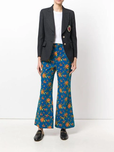 Shop Gucci Cropped Floral Flares - Blue