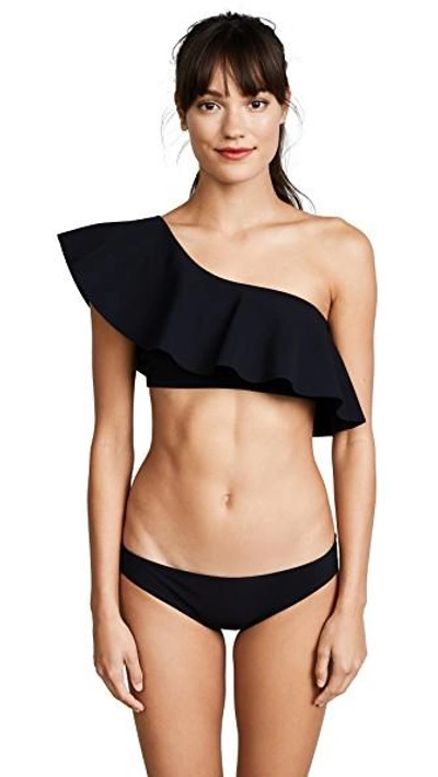 Shop Karla Colletto Zaha One Shoulder Bikini Ruffle Top In Black