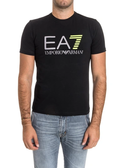 Shop Ea7 Cotton Blend T-shirt In Black