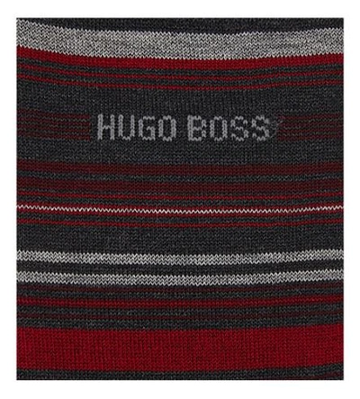 Shop Hugo Boss Design Striped Cotton-blend Socks In Red