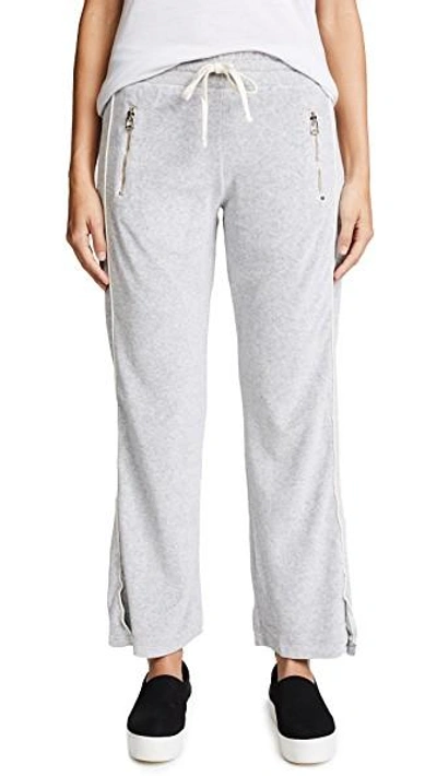 Shop Sundry Velour Zip Pocket Track Pants In Heather Grey