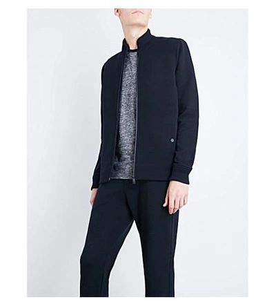 Shop Ted Baker Webstar Neoprene Bomber Jacket In Navy