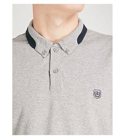 Shop The Kooples Contrast-trim Cotton-piqué Polo Shirt In Gry38