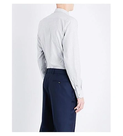 Shop Ted Baker Larosh Geometric-pattern Regular-fit Cotton Shirt In White