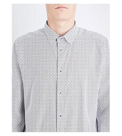 Shop Ted Baker Larosh Geometric-pattern Regular-fit Cotton Shirt In White