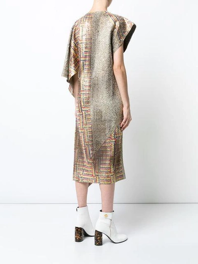 Shop Jw Anderson Asymmetric-detail Patchwork Dress In Metallic