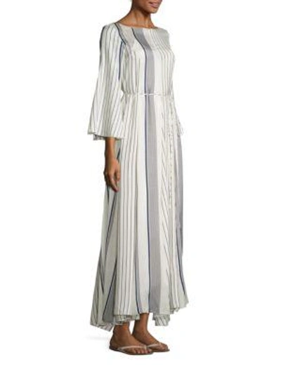 Shop The Row Selar Striped Bell Sleeve Dress In Ivory Multi