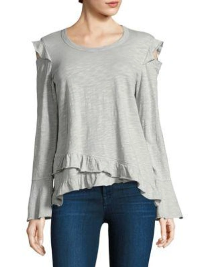 Shop Wilt Ruffle Cold-shoulder Top In Mineral