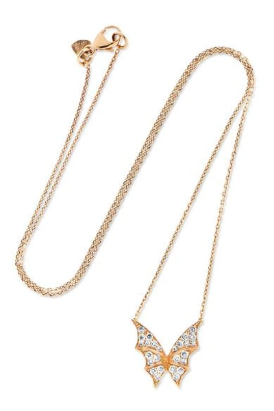 Shop Stephen Webster Fly By Night 18-karat Rose Gold Diamond Necklace