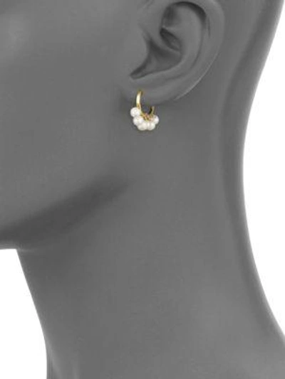 Shop Sydney Evan Women's Freshwater Pearl Huggie Earrings In Yellow Gold