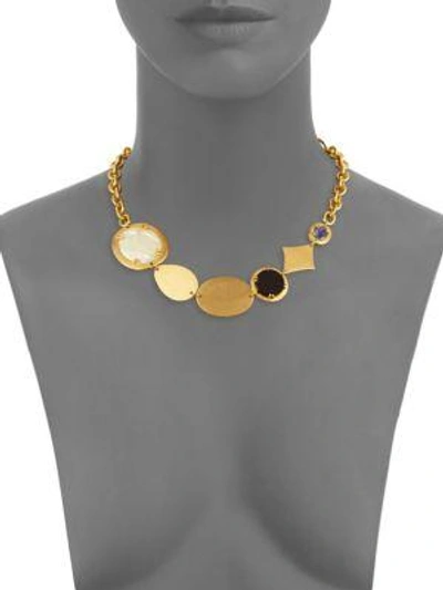 Shop Stephanie Kantis Mother-of-pearl And Black Onyx Necklace In Yellow Gold