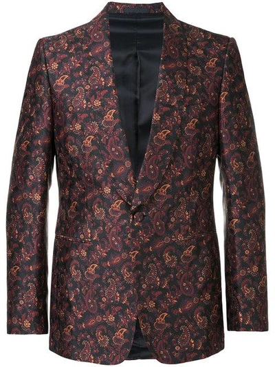 Shop Gieves & Hawkes Floral Print Blazer In Blue