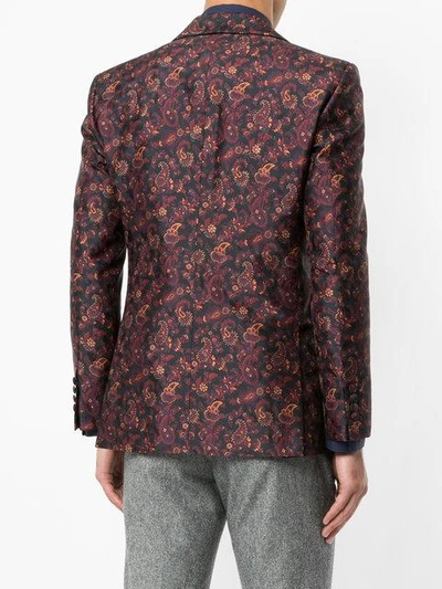 Shop Gieves & Hawkes Floral Print Blazer In Blue