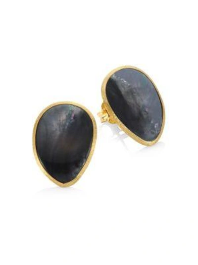 Shop Marco Bicego Lunaria 18k Yellow Gold & Black Mother-of-pearl Stud Earrings