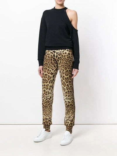 Shop Dolce & Gabbana Leopard Print Track Pants In Brown