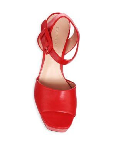 Shop Stuart Weitzman Ankle Strap Leather Platform Sandals In Red