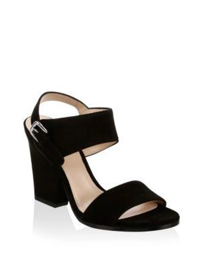 Shop Stuart Weitzman Partisan Suede Sandals In Black