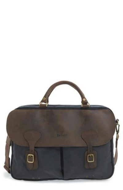 Shop Barbour Waxed Canvas Briefcase - Blue In Navy