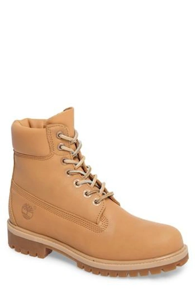 Shop Timberland Premium Waterproof Plain Toe Boot In Natural Leather