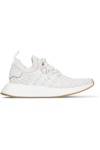 Shop Adidas Originals Nmd R2 Leather-trimmed Primeknit Sneakers