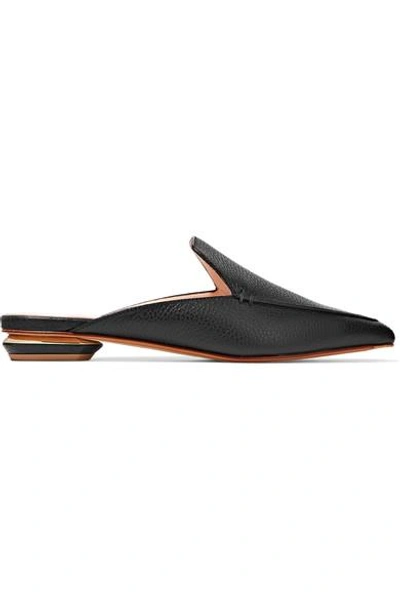 Shop Nicholas Kirkwood Beya Textured-leather Slippers In Black