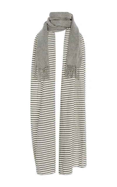 Shop Donni Charm Donni Stripe Merge Scarf In White/grey